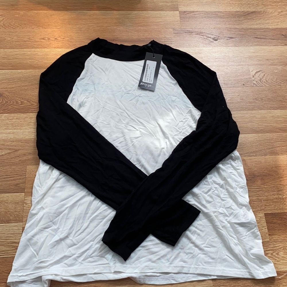 Nasty Gal mock neck baseball tee